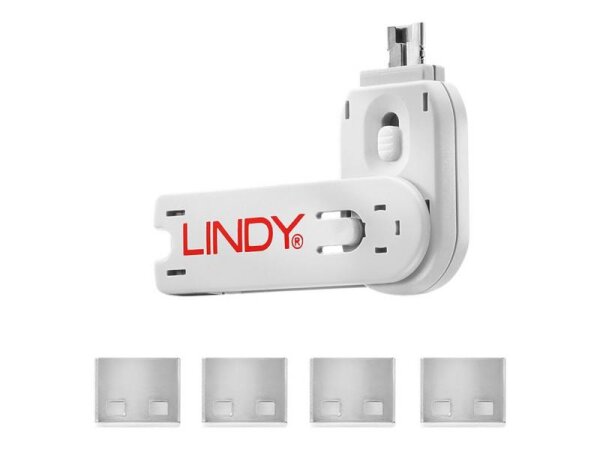 LINDY USB Typ A Portschlösser 4xWeiss mit Schlüssel