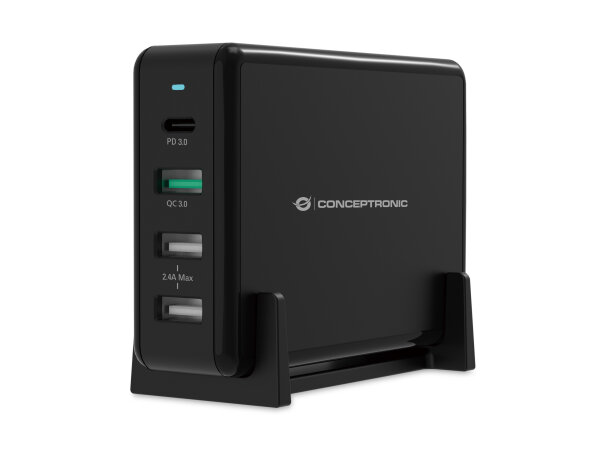 CONCEPTRONIC Ladegerät 4Port 3xUSB-A/1xC Desk    65WPD3.0 sw