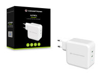 Conceptronic ALTHEA 2-Port GaN USB-C 100W PD PPS AC EU Netzstecker Ladegerät 3A weiß