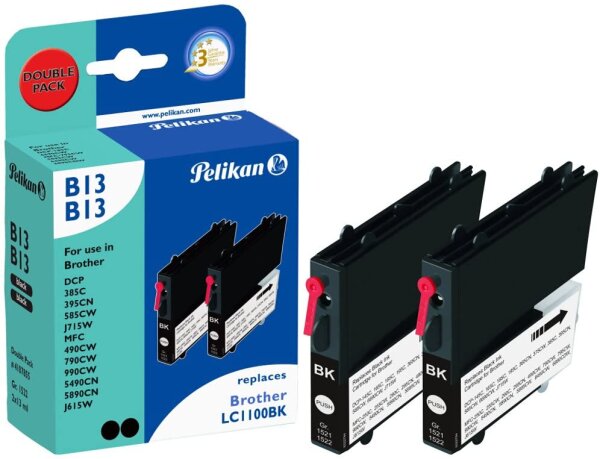 Pelikan Patrone Brother B13 LC1100 bk schwarz Doppelpack kompatibel