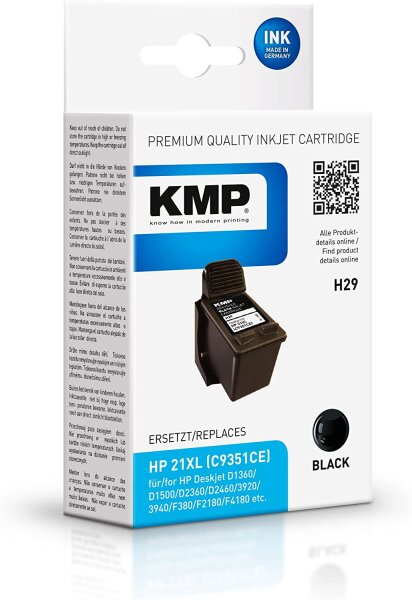 KMP Patrone HP C9351AE Nr.21 black 520 S. H29 refilled