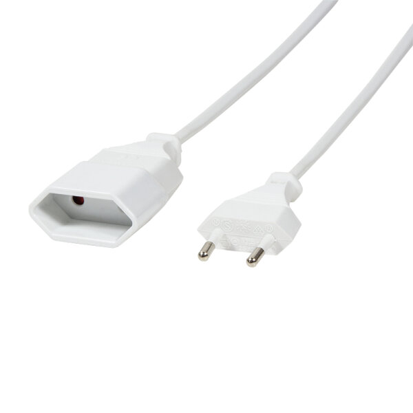Logilink Netzkabel Euro CEE 7/16 Stecker zu Dose, 2m, Weiß