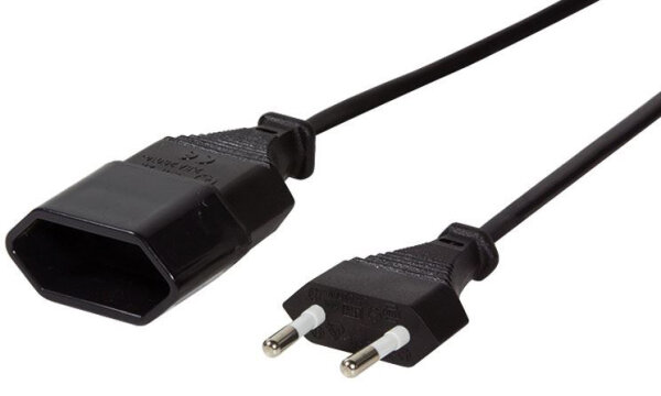 Logilink Netzkabel Euro CEE 7/16 Stecker zu Dose, 1m schwarz