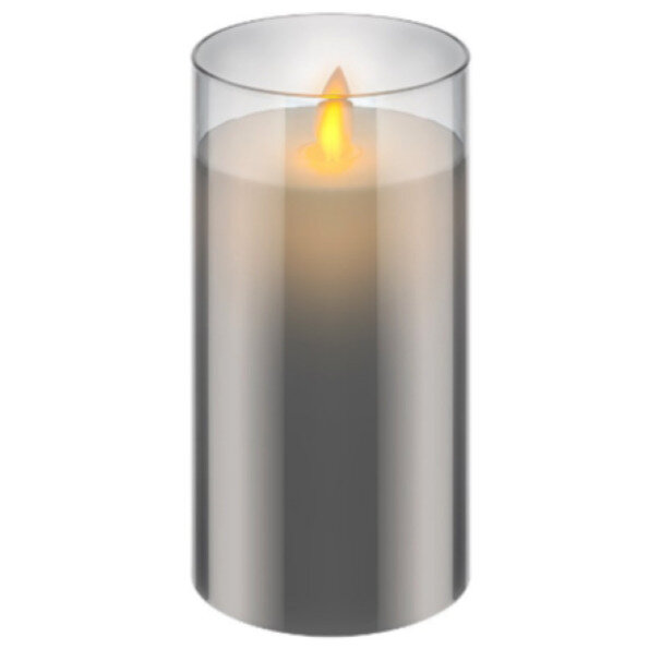 Goobay LED-Echtwachs-Kerze im Glas 15cm grau 1x warmweiß
