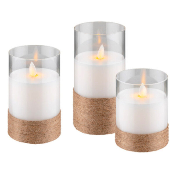 Goobay LED Echtwachs Kerzen im Glas 3er Set IP20 weiß
