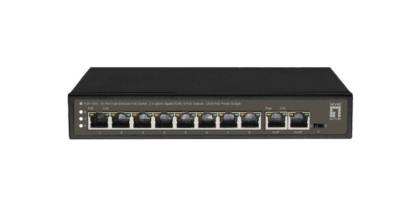 LevelOne FE PoE Switch  8xPoE/2xRJ45            120W   1Gbps