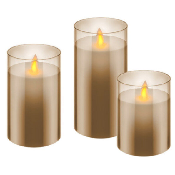 Goobay LED-Echtwachs-Kerzen im Glas gold, 3er-Pack