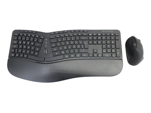 Conceptronic ORAZIO ERGO Kabelloses Set aus ergonomischer Tastatur und vertikaler Maus, deutsch