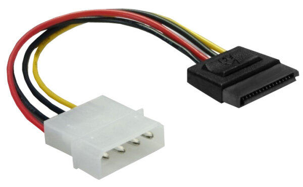 DELOCK Stromkabel SATA 15Pin -> Molex 4Pin Bu/St 0.13m