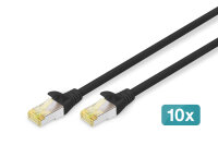 DIGITUS CAT 6A S/FTP Patchkabel, 10 Stück, 1m, schwarz