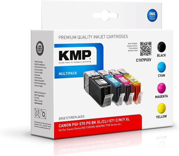 KMP Patrone Canon CLI-571 Multipack 500-715 S. C107PIXV kompatibel