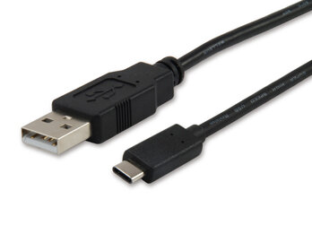 Equip Kabel USB-A2.0->C 3A              St/St  1.00m schwarz Polybeutel