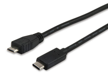 Equip Kabel USB-C2.0->Micro-B           St/St  1.00m schwarz Polybeutel