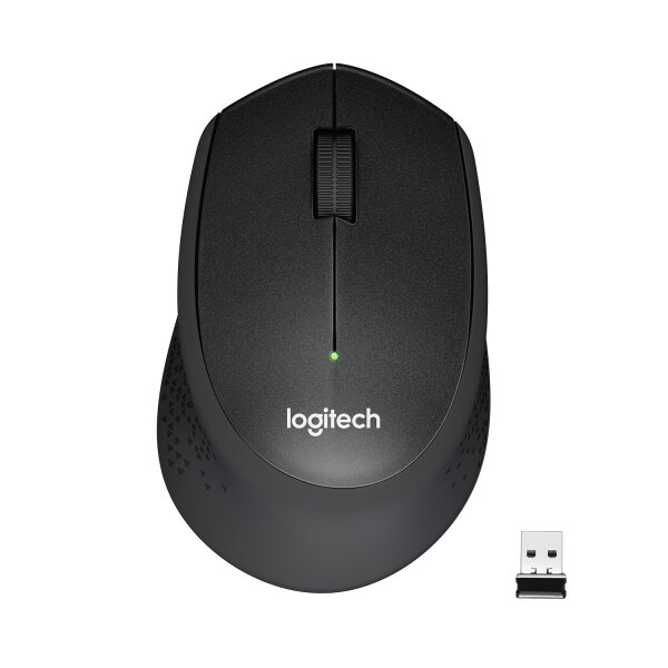 Logitech M330 Silent Plus Wireless Mouse Black 1000dpi 3 Tasten 2.4GHz Funkmaus + USB Receiver
