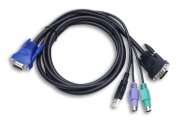 Longshine  4-in-1 KVM Kabel (2x PS2/USB+VGA D-15) 1,8m