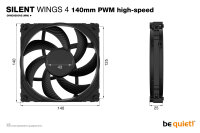 be quiet! SilentWings 4 PWM High-Speed 140mm Lüfter 14cm Case Fan schwarz