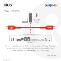 Club3D Kabel   USB 2   Typ C  PD 240W / 480Mb       4m St/St retail