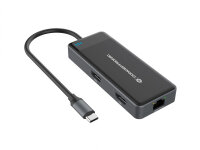 Conceptronic 7in1 USB-C -> 2x HDMI / 3x USB 3.0 Typ-A / USB-C / RJ45 Gigabit LAN 25cm grau