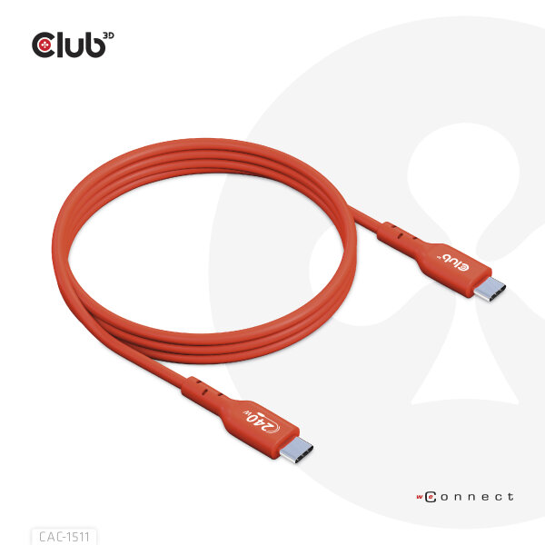 Club3D Kabel   USB 2   Typ C  PD 240W / 480Mb       1m St/St retail