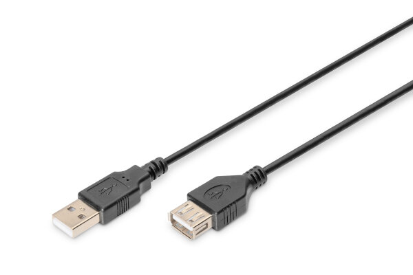 DIGITUS USB 2.0 Verlängerungskabel Typ A -A St/Bu  3.0m,  sw