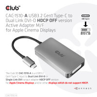 Club3D Adapter USB 3.2 Typ C > DVI-D  HDCP Off   aktiv St/Bu retail