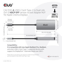 Club3D Adapter USB 3.2 Typ C > DVI-D  HDCP Off   aktiv St/Bu retail