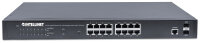 Intellinet 16-Port Gigabit Ethernet PoE+ Web-Managed Switch mit 2 SFP-Ports, IEEE 802.3at/af Power over Ethernet (PoE+/PoE)-konform, 220 W, Endspan, PDM-Funktion, 19" Rackmount