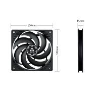 ARCTIC Lüfter 120 P12 SLIM PWM PST 120mm Case Fan Gehäuselüfter schwarz