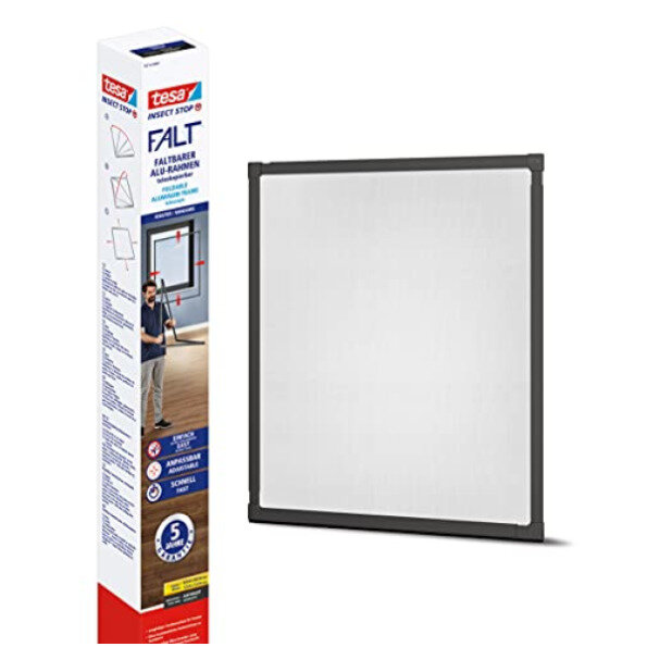 tesa Fliegengitter ALU FALT Faltrahmen 1,4x1,4m anthrazit