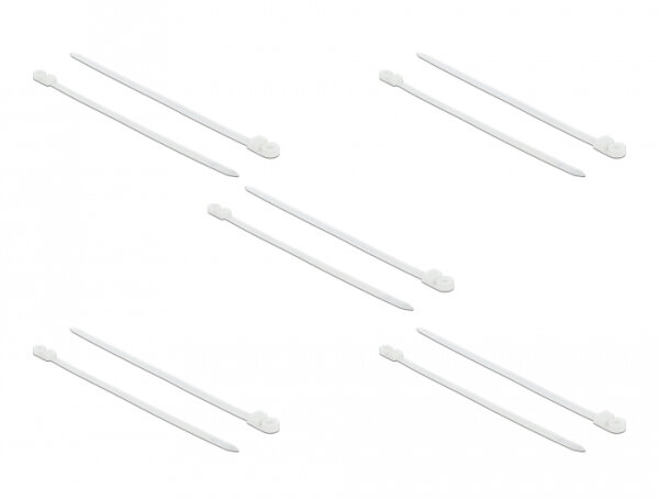 DELOCK Kabelbinder mit Befestigungsöse L 300 x B 7,6 mm weiß