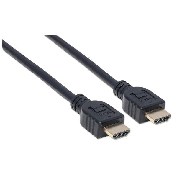 Manhattan High Speed HDMI-Kabel mit Ethernet-Kanal, CL3-zertifiziert für Wandinstallationen, HEC, ARC, 3D, 4K@60Hz, CL3, HDMI-Stecker auf HDMI-Stecker, geschirmt, schwarz, 1 m
