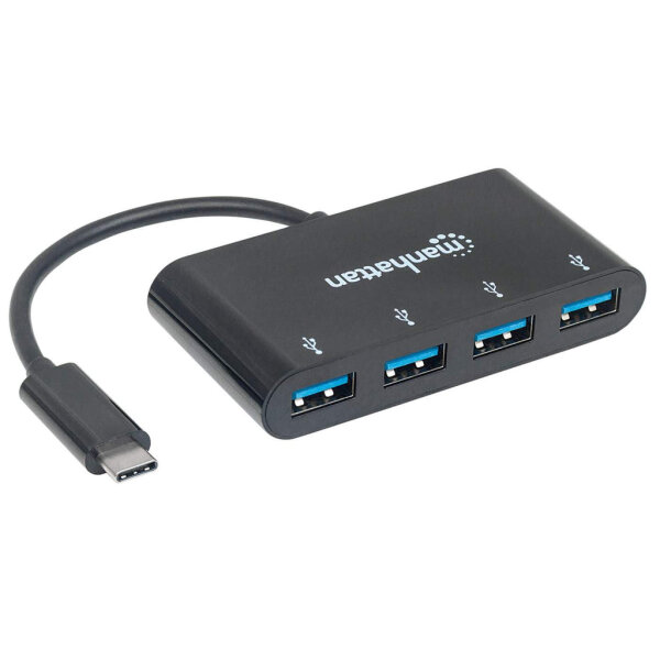 Manhattan USB-C 3.1 Gen 1 Typ C-Hub, 4 USB Typ A-Ports, Stromversorgung über USB