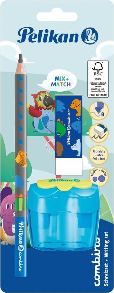 Pelikan Schreiblernbleistift Set Combino BS,Rad.,Ansp.,blau