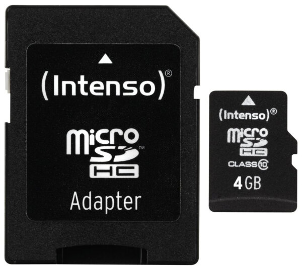 SD MicroSD Card  4GB Intenso Class10 inkl. SD Adapter