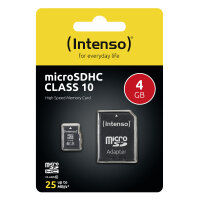 SD MicroSD Card  4GB Intenso Class10 inkl. SD Adapter