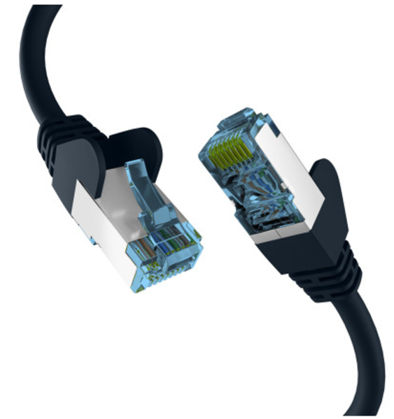 EFB RJ45 PATCHKABEL mit CAT7 ROHKABEL SCHWARZ 0.15m