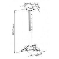 Techly Universal Deckenhalterung f.Beamer,ausziehbar,30-37cm