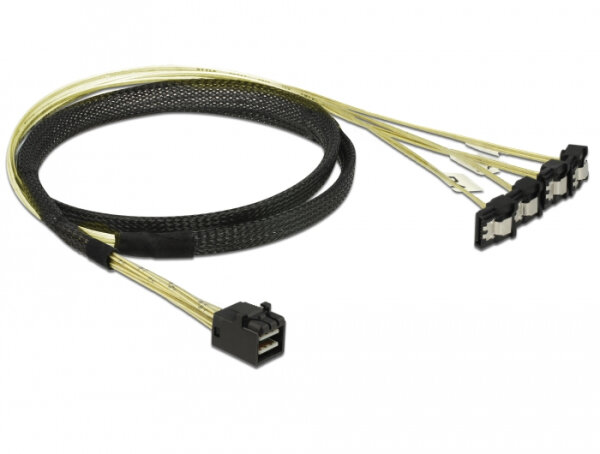 DELOCK SAS-Kabel MiniSAS HD SFF-8643 > 4xSATA 7Pin gew. 1.0m