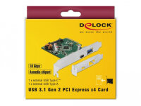DELOCK PCI Expr. Card > 1x USB-C + 1x USB-A USB3.1 Gen 2