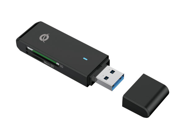Conceptronic BIAN Dual Slot SD / DSHC / SDXC microSD Kartenleser USB 3.0 Stick Cardreader schwarz