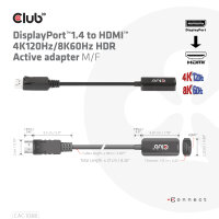 Club3D Adapter DisplayPort 1.4 > HDMI      HDR 8K60Hz  aktiv retail