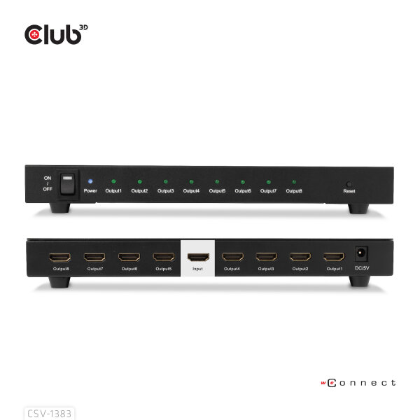 Club3D HDMI Splitter  1 Eingang  -> 8 Ausgänge 4K60Hz UHD retail