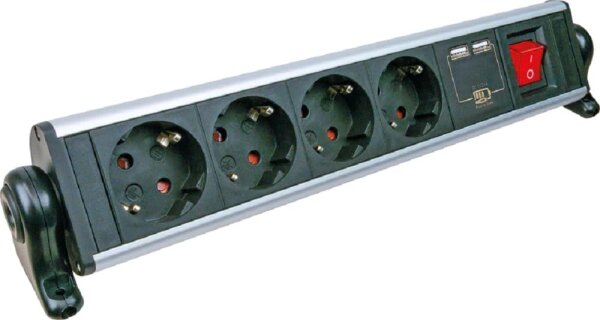 Schwaiger Steckdosenleiste 4fach 2xUSB 1,8m IP44 schwarz