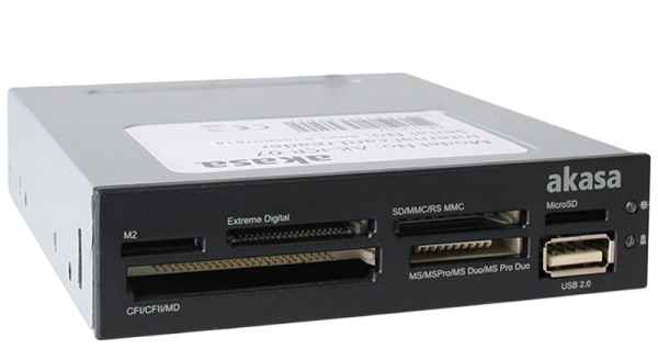Akasa 3.5" Multi-Slot Cardreader intern USB 2.0 9pin Stecksockel schwarz