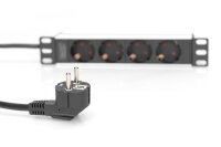 Digitus 10" Steckdosenleiste mit Aluminiumprofil, 4-fach Schutzkontaktsteckdose