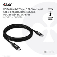 Club3D Kabel   USB 4   Typ C  PD 240W / 8K / 40Gbps 2m...
