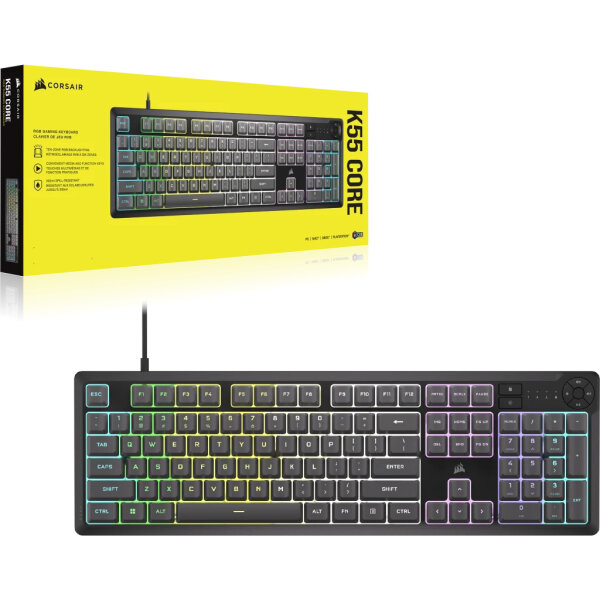 Corsair Gaming K55 CORE RGB, grau, USB, DE