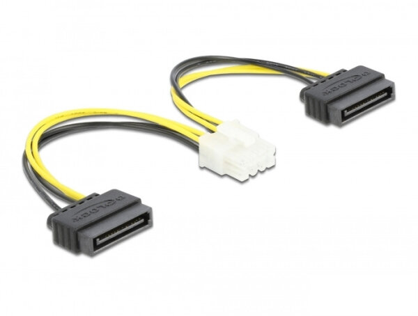 DELOCK Stromkabel 2 x SATA 15 Pin Stecker zu 8 Pin EPS Stec