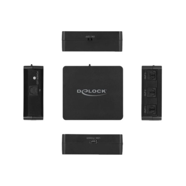 DELOCK S/PDIF TOSLINK Splitter 1 In 3 Out USB Stromversorg.