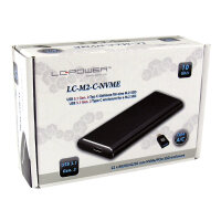 LC-Power External M.2 Case SSD Gehäuse für M2 2280/2260/2242/2230 USB-C 3.1 extern Aluminium schwarz